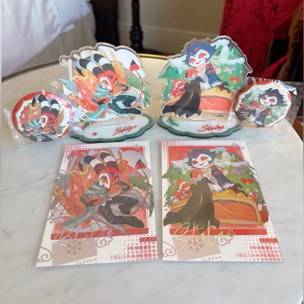 Helluva Boss Blitzo and Stolas Acrylic Standee set - Christmas edition